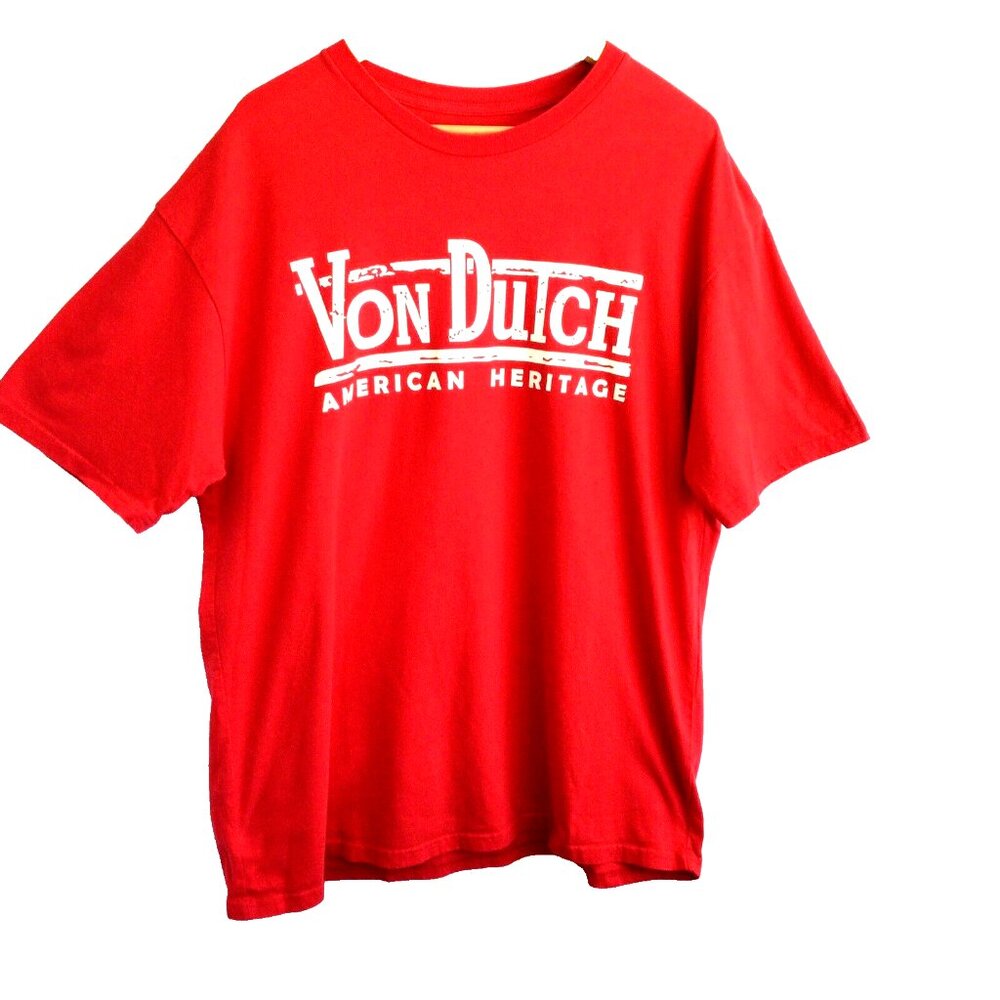 Von Dutch Shirt Mens XXL Red American Heritage Y2K Biker Punk Rock